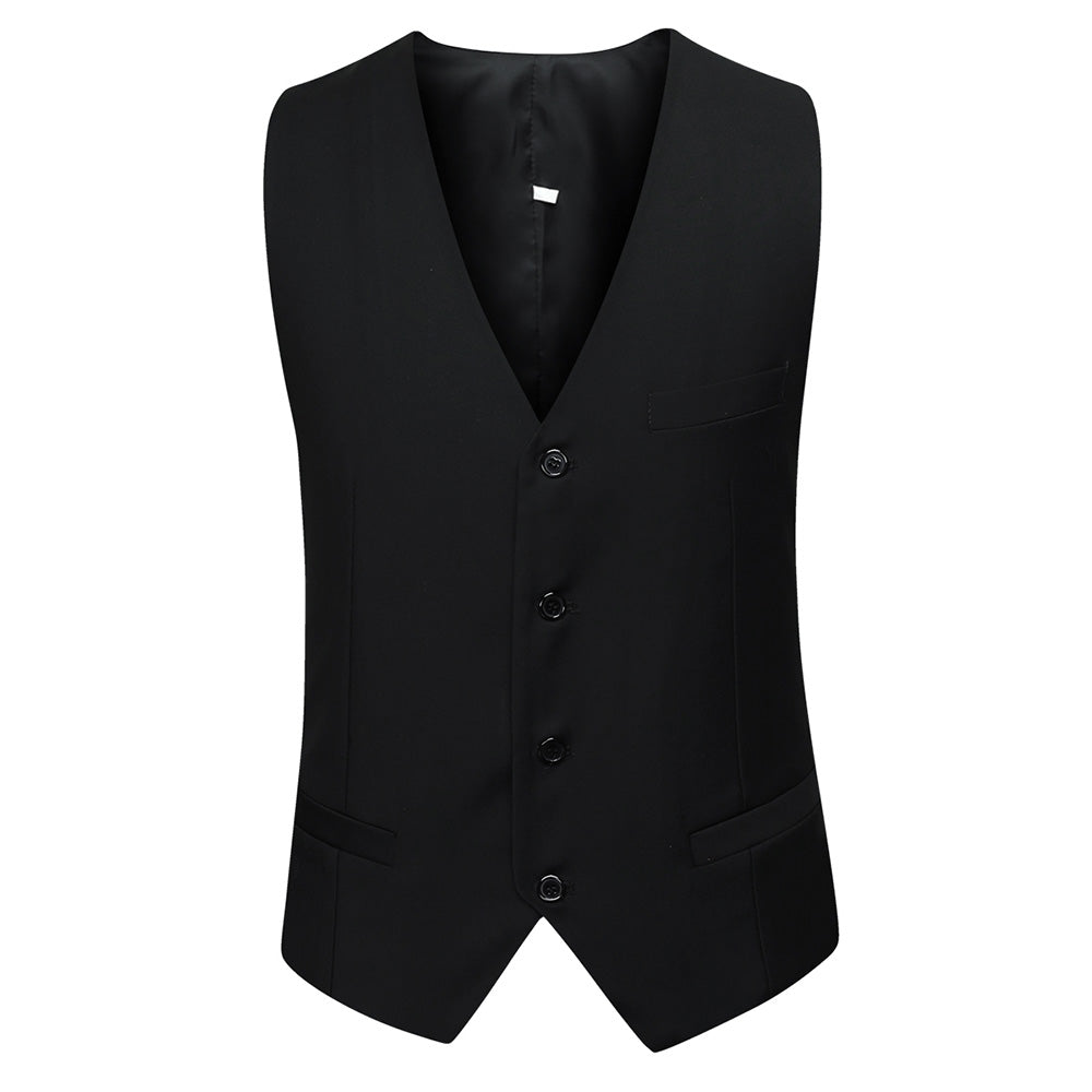 3-Piece Notched Lapel Black Suit