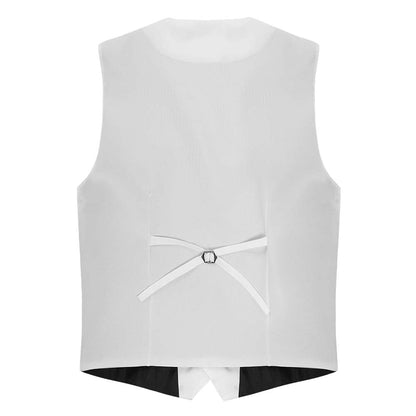 Slim Fit Single Breasted White Vest