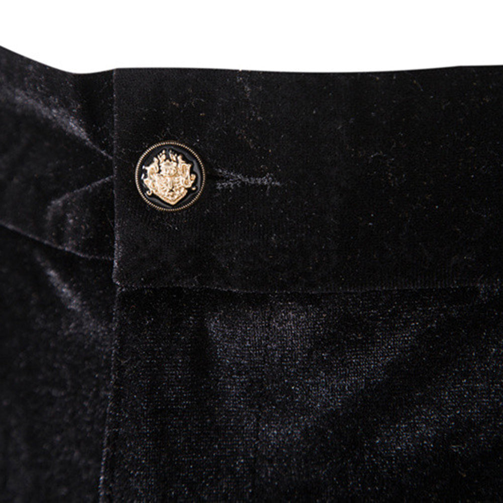 Blue Velvet-Trimmed 2-Piece Double-Breasted Suit