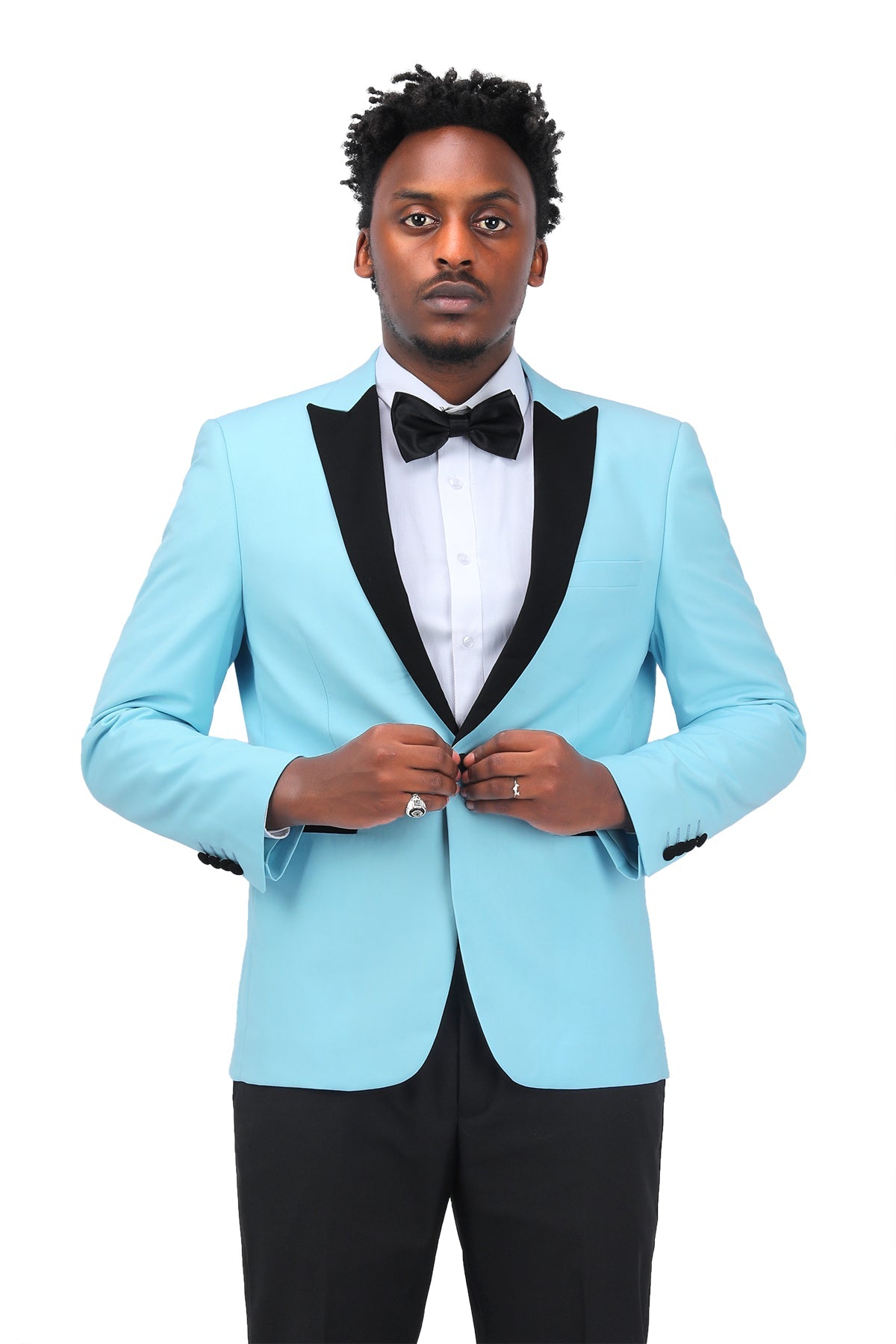 Light Blue 3-Piece Slim Fit Tuxedo - One Button, Peaked Lapel