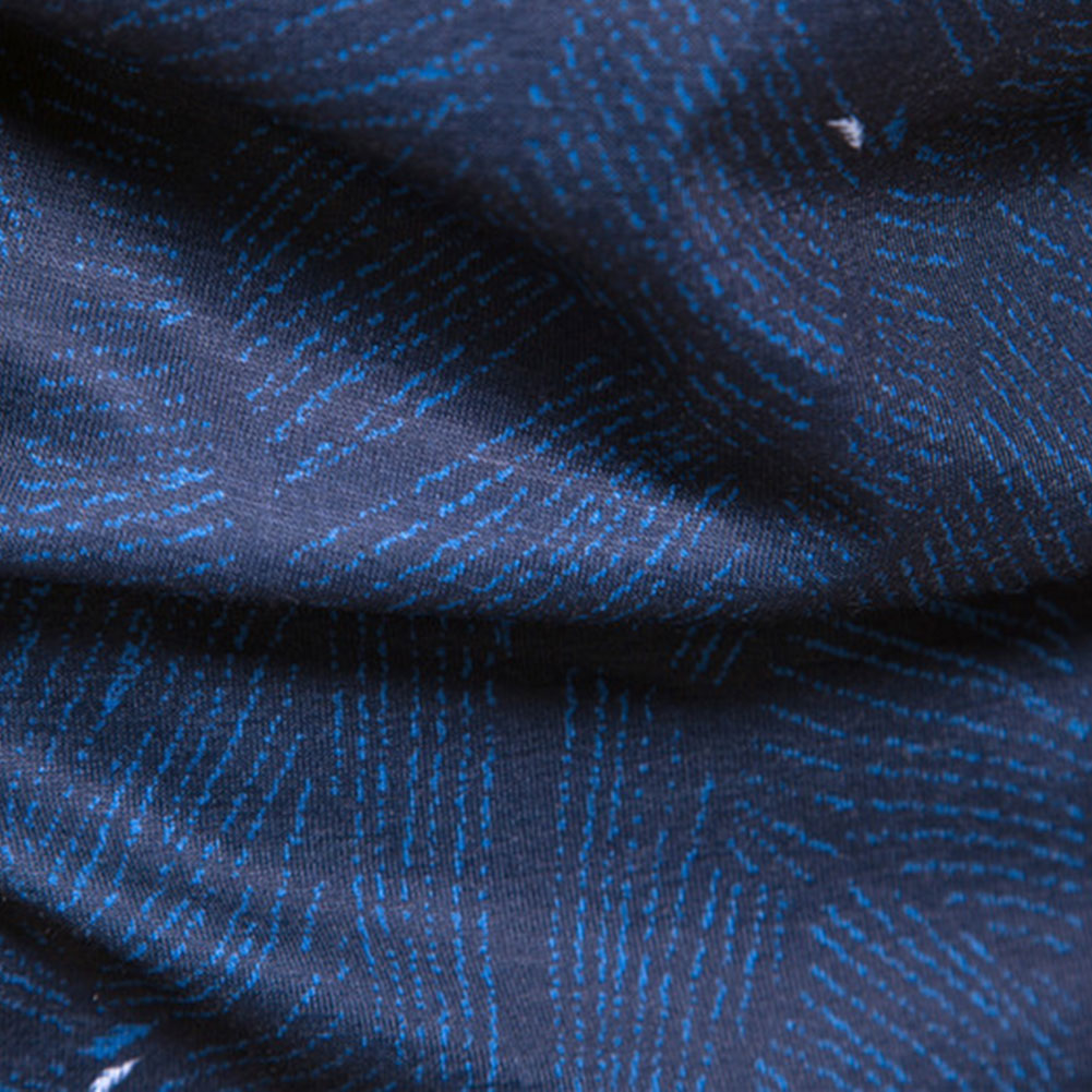 Slim Fit Star Print Polo Navy Shirt