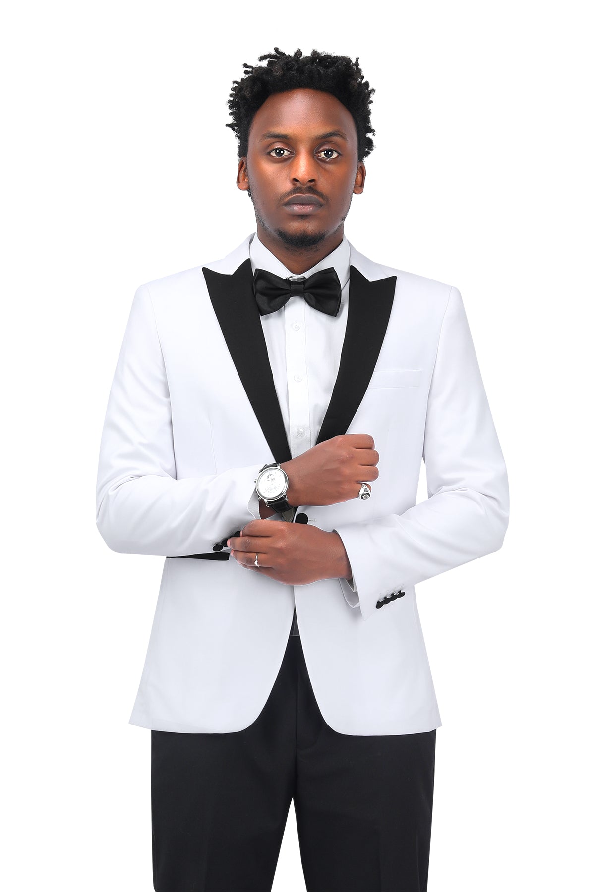 White 3-Piece Slim Fit Tuxedo - One Button, Peaked Lapel