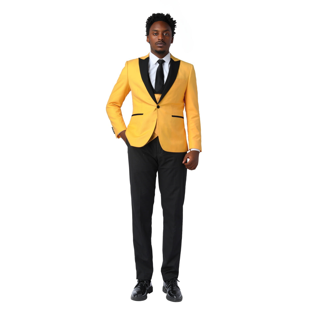 Yellow 3-Piece Slim Fit Tuxedo - One Button, Peaked Lapel