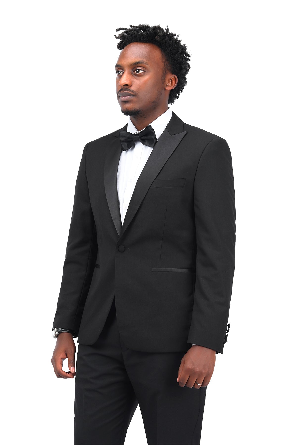 Black 3-Piece Slim Fit Tuxedo - One Button, Peaked Lapel