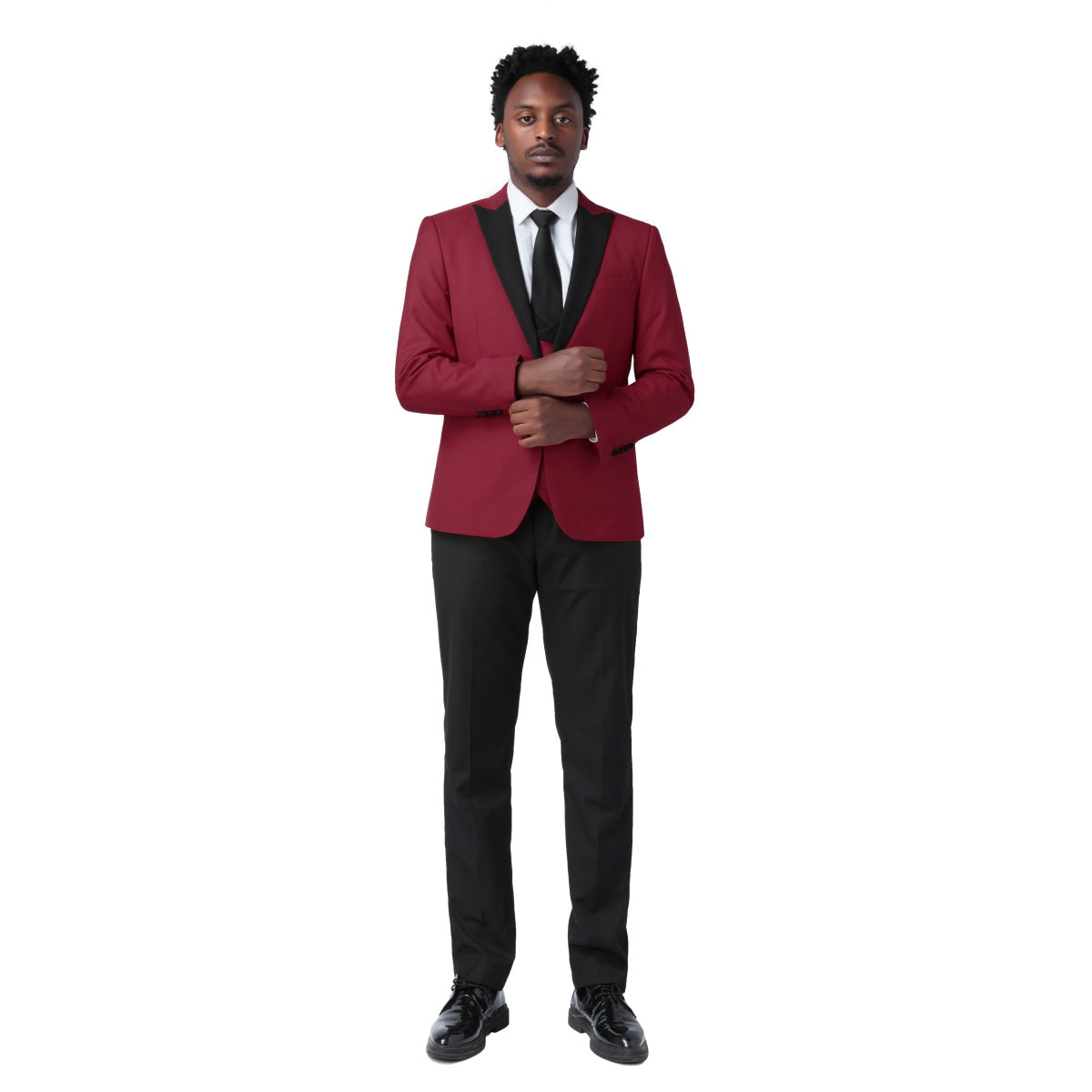 Wine Red 3-Piece Slim Fit Tuxedo