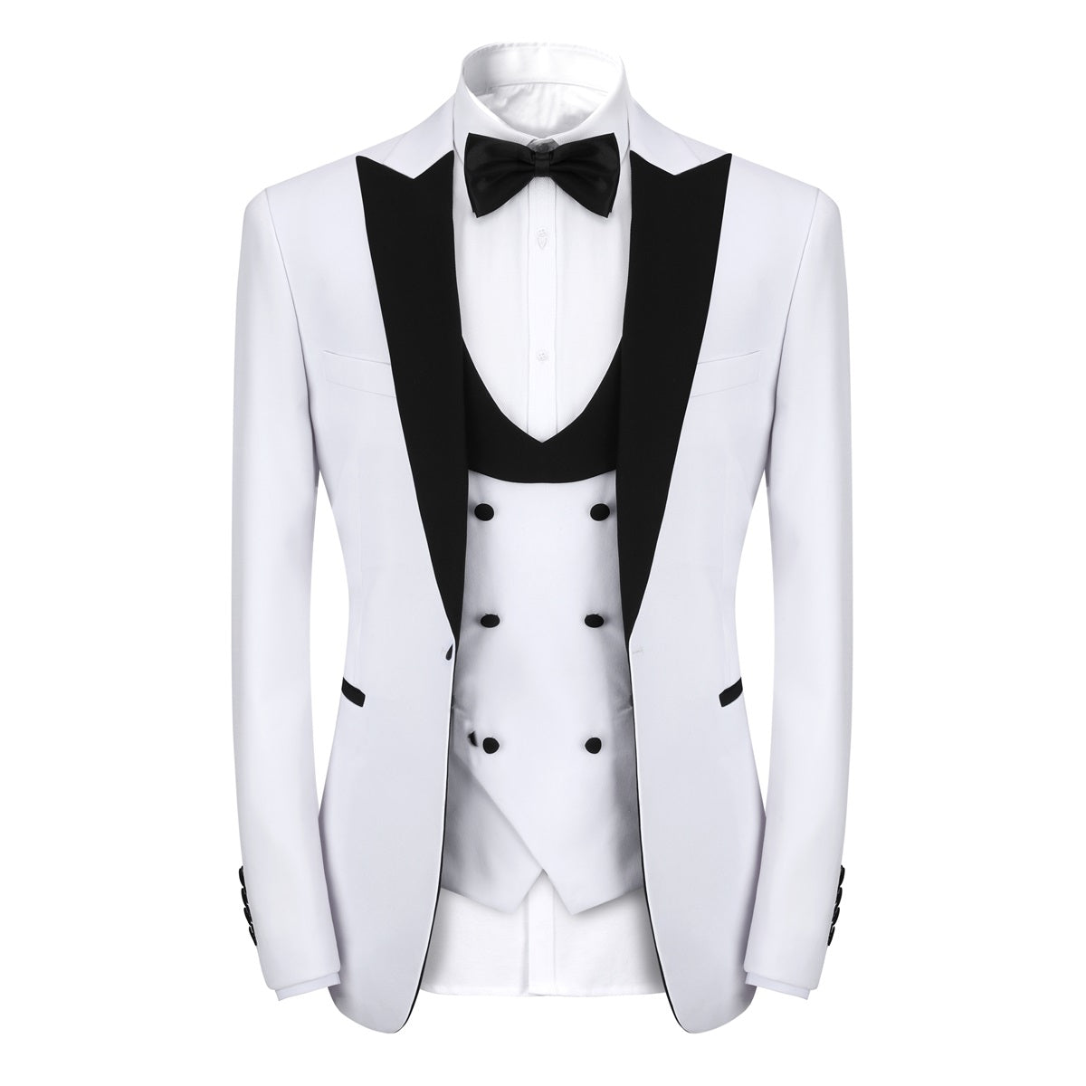 White 3-Piece Slim Fit Tuxedo - One Button, Peaked Lapel