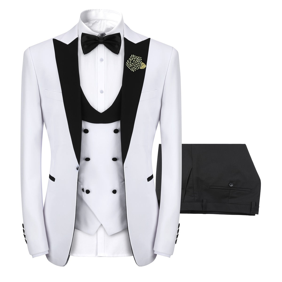 White 3-Piece Slim Fit Tuxedo - One Button, Peaked Lapel