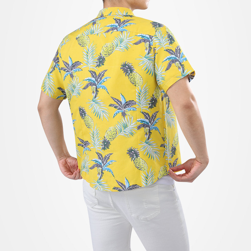 Pineapple Print Yellow Shirt For Men
