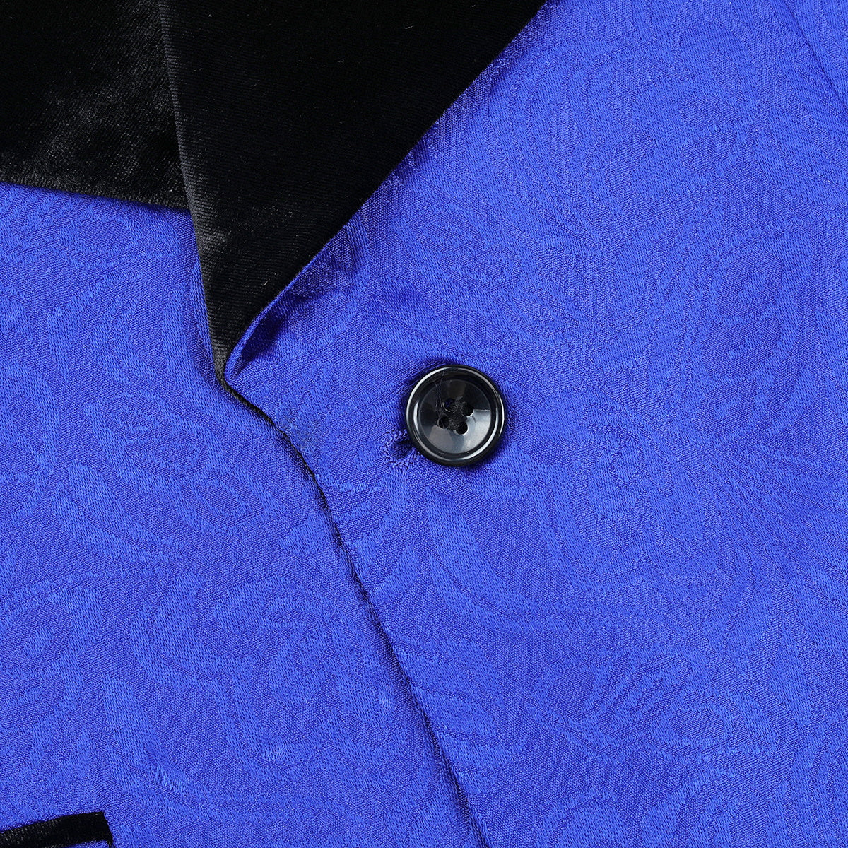 3-Piece Paisley Blue Suit Shawl Collar Suit