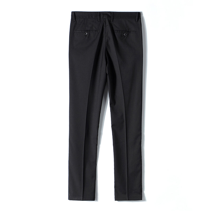 Black Classic Slim Fit Fit Stretch Flat Front Pants