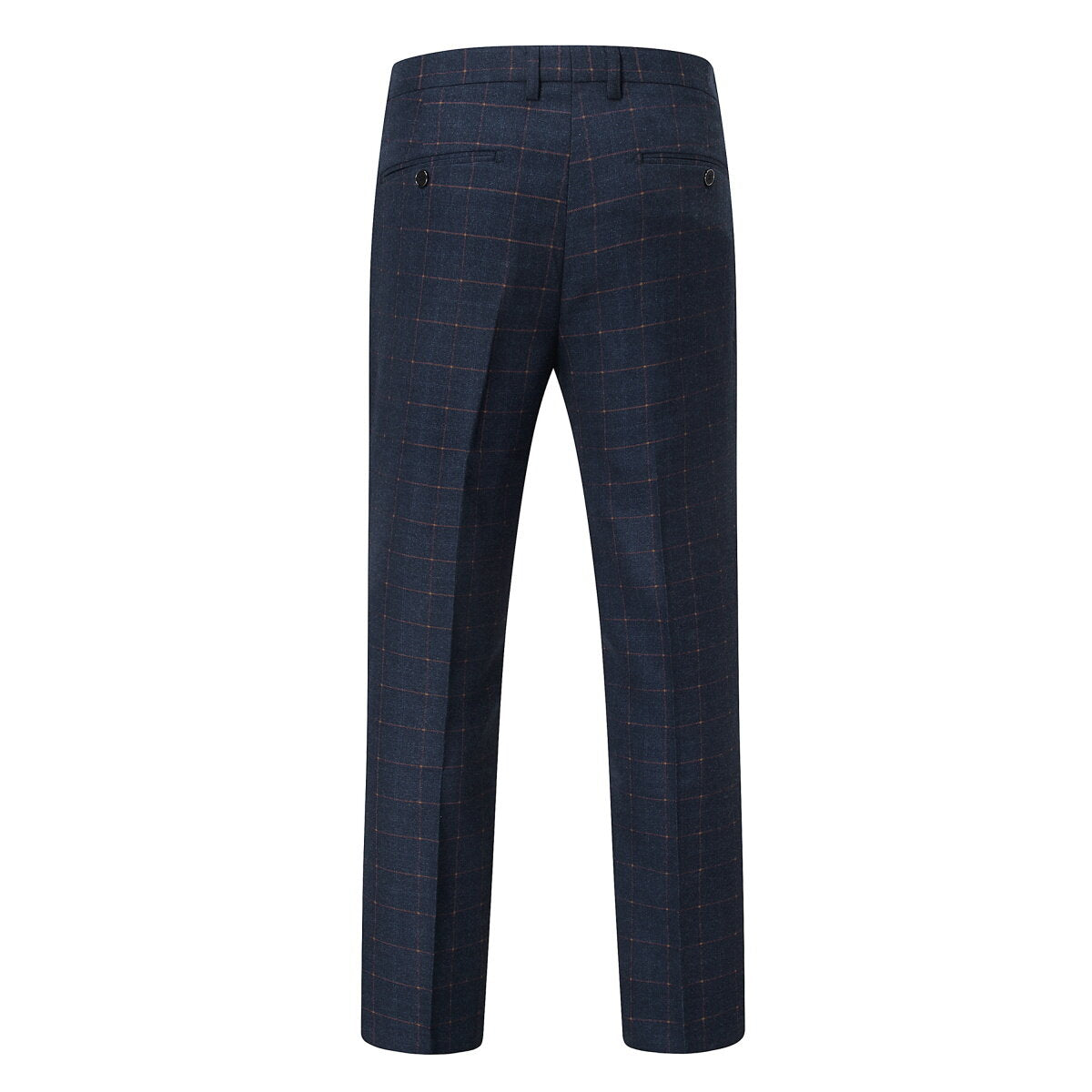 3-Piece Slim Fit Double Breasted Suit Plaid Navy Suit