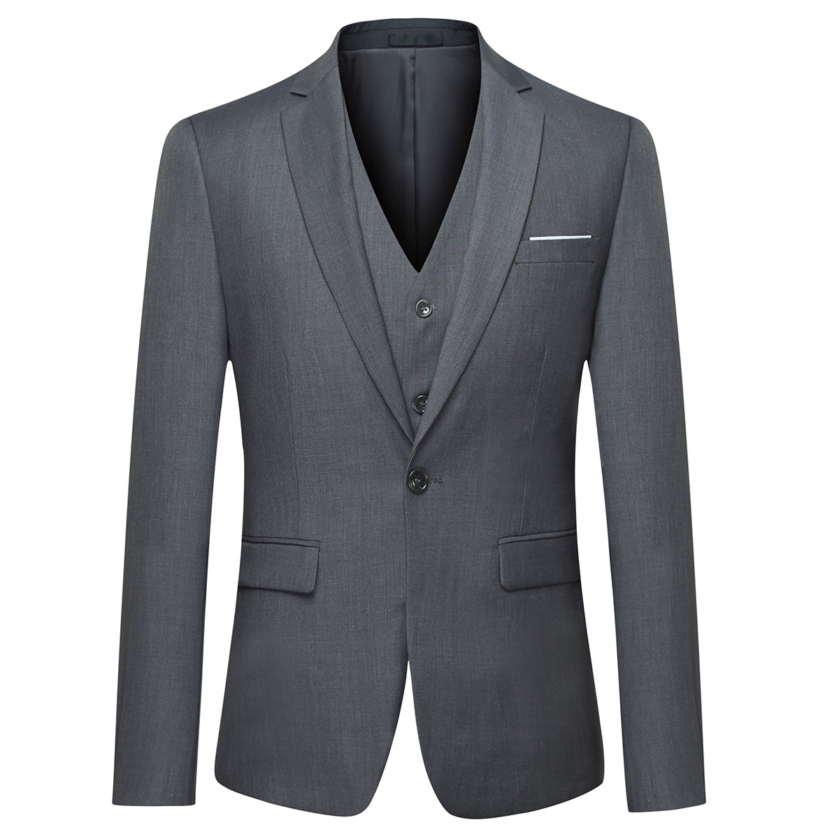 Elegant Dove Grey 3-Piece Suit - Classic One-Button Design