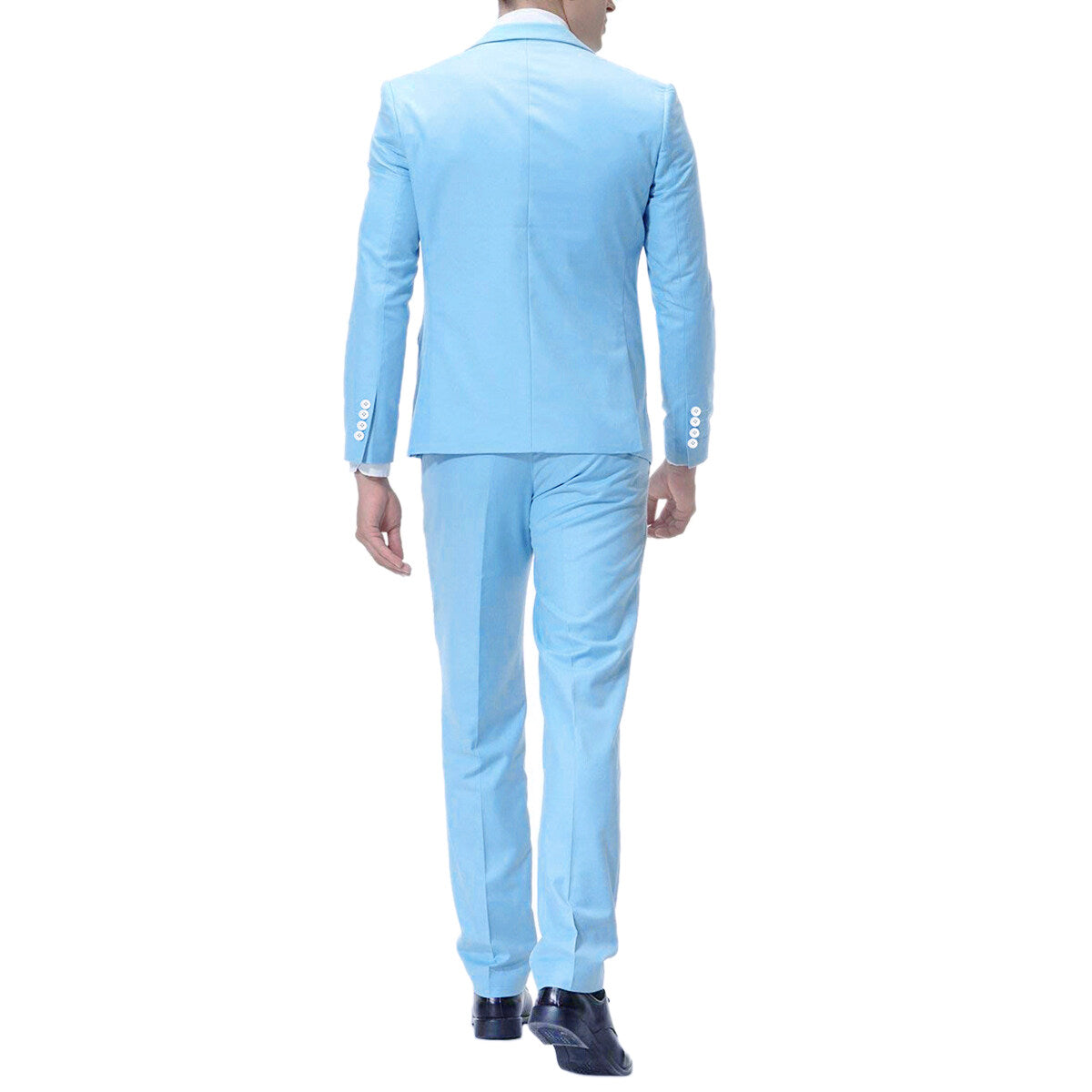 Mens 2-Piece Slim Fit Two Button Sky Blue Suit