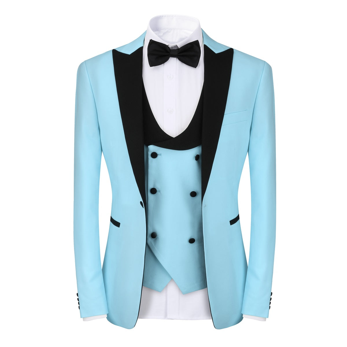 Light Blue 3-Piece Slim Fit Tuxedo - One Button, Peaked Lapel