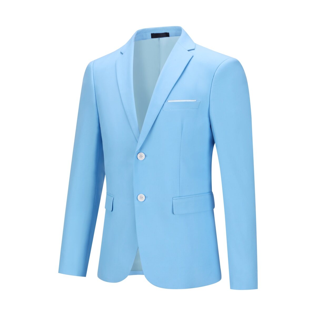 Mens 2-Piece Slim Fit Two Button Sky Blue Suit