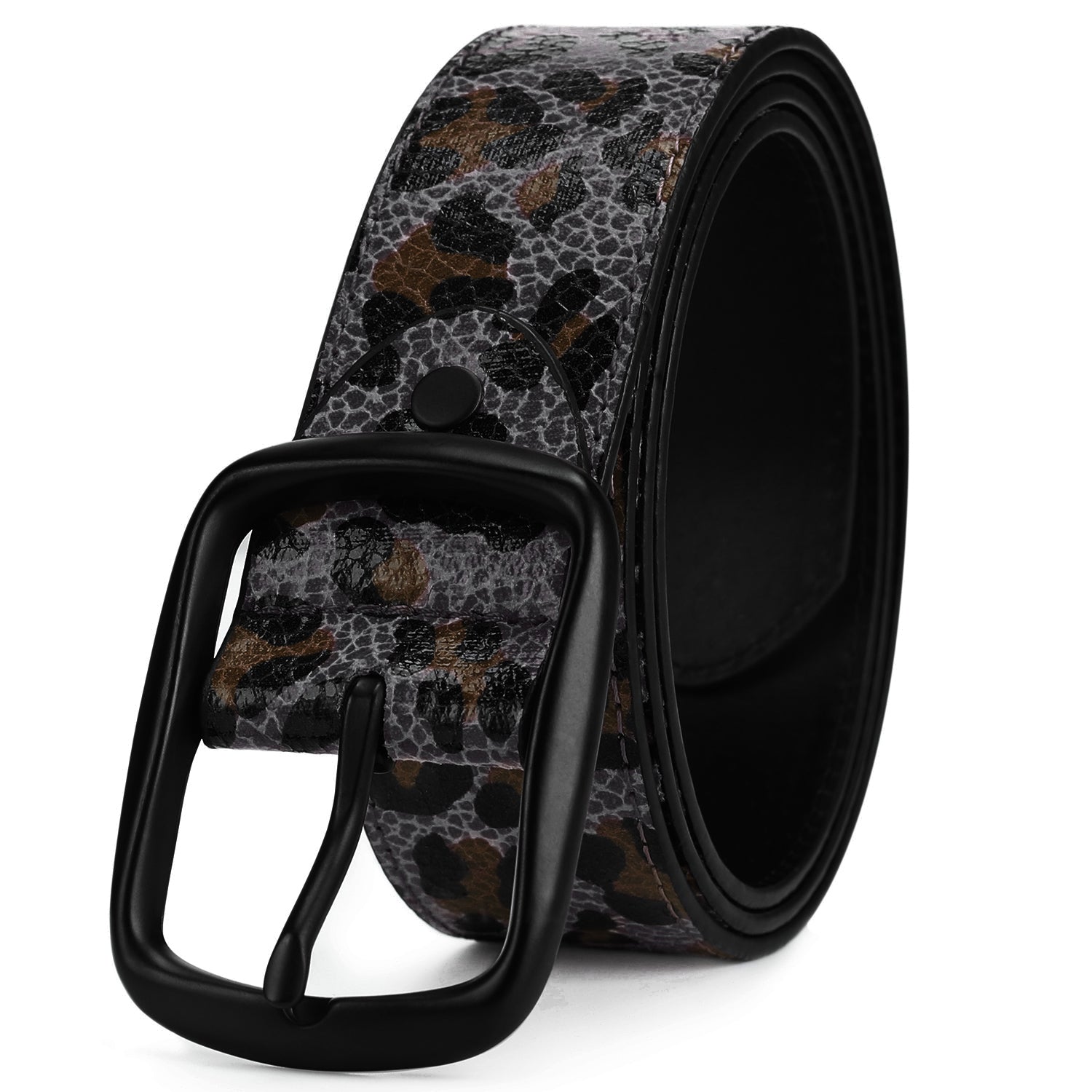 Dark Green Leopard Print Prong Buckle Belt