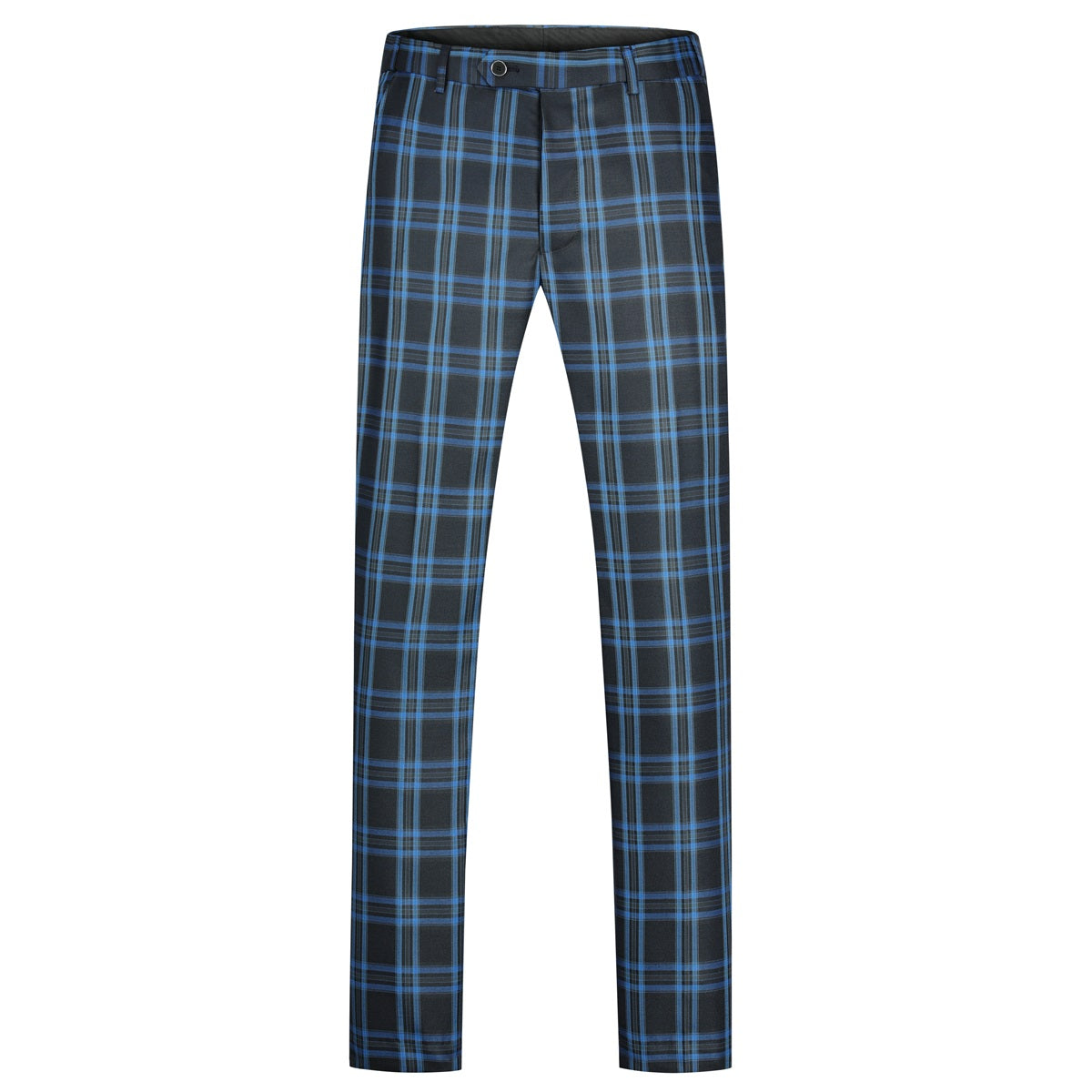 Plaid Stripe Suit Slim Fit 2-Piece Suit Blue