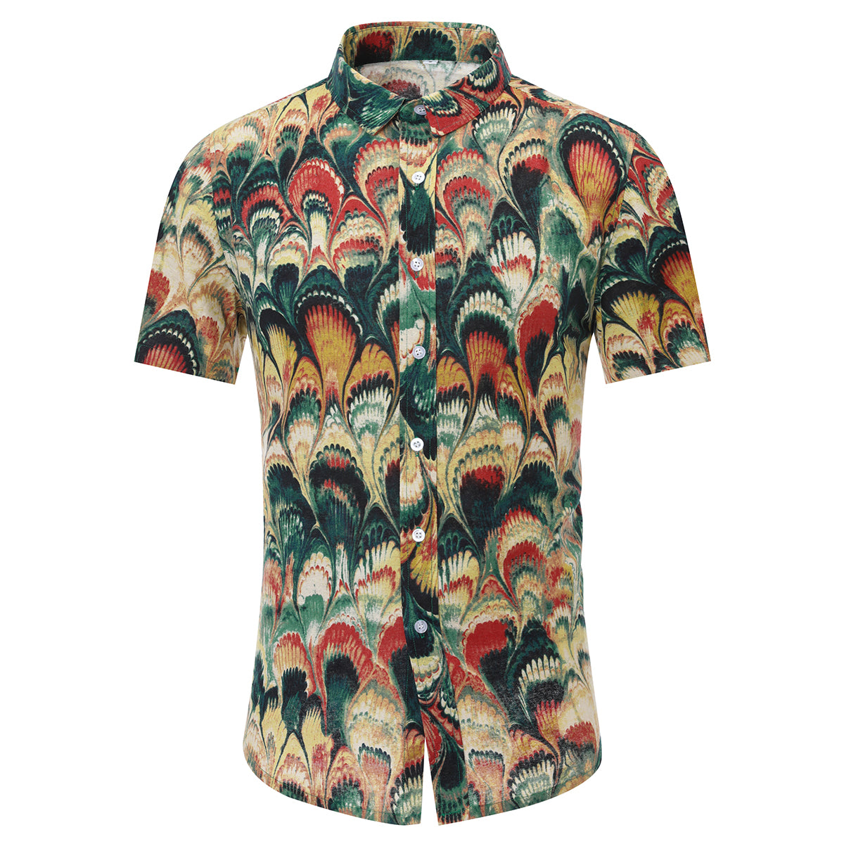 Vibrant Peacock Feather Print 2-Piece Summer Suit