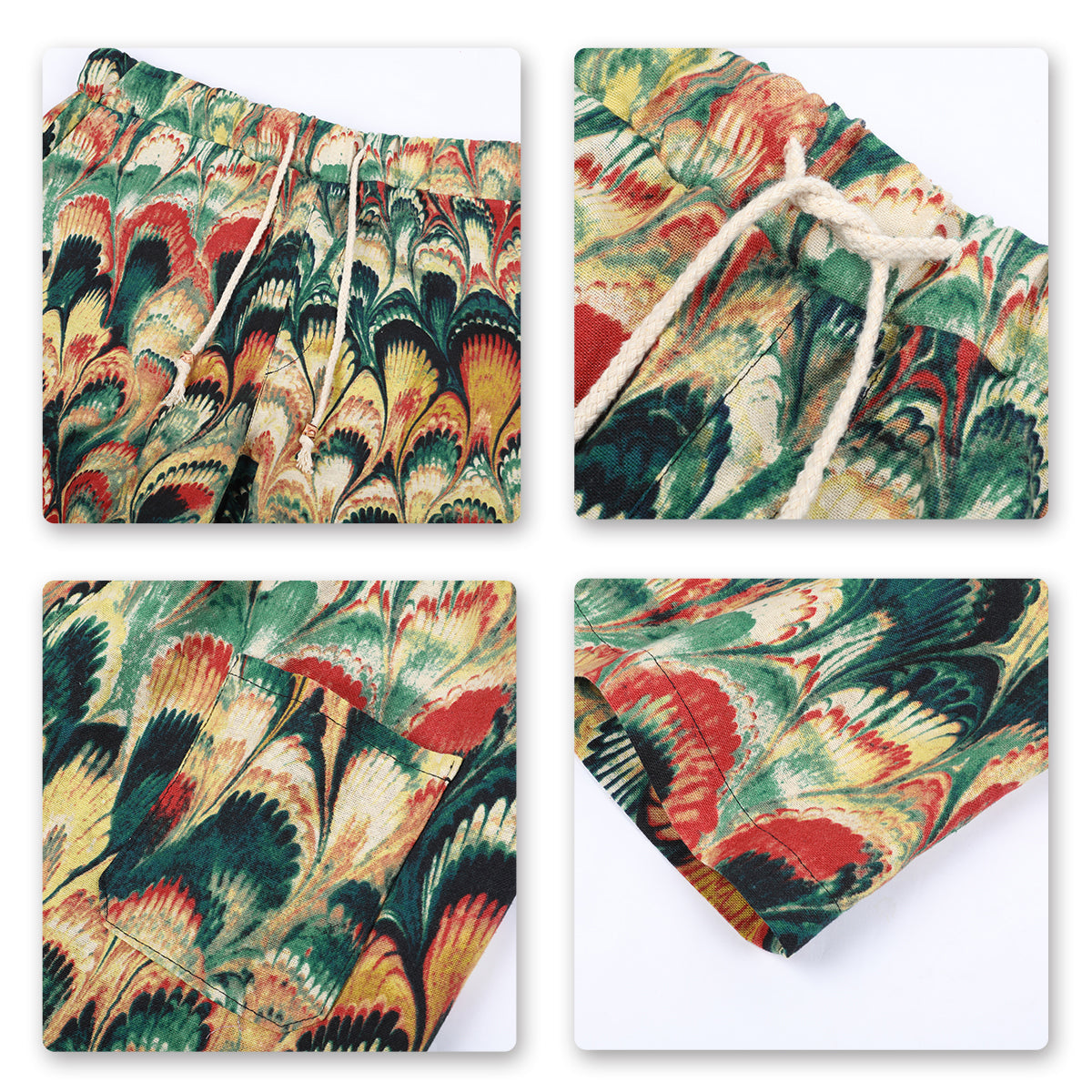 Vibrant Peacock Feather Print 2-Piece Summer Suit