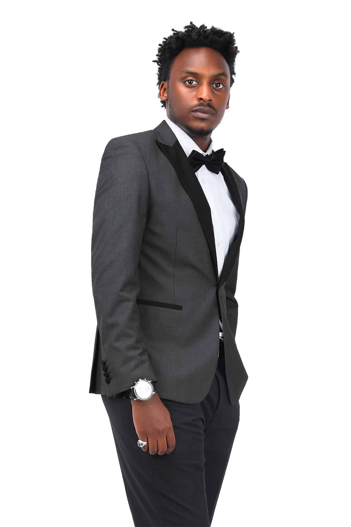Grey 3-Piece Slim Fit Tuxedo - One Button, Peaked Lapel