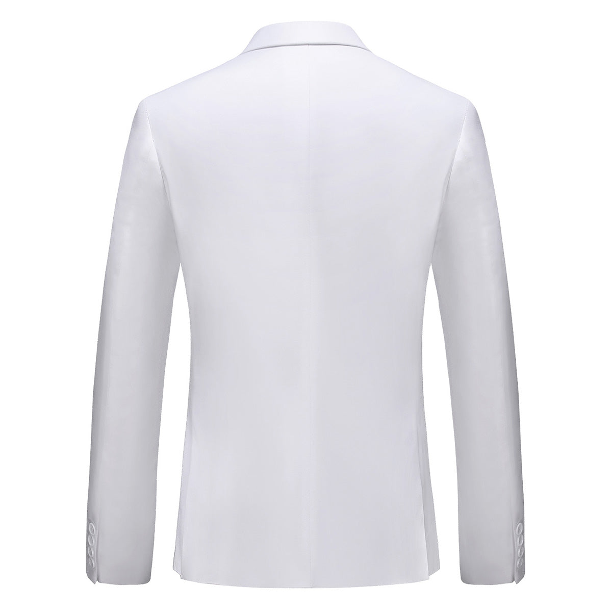 3-Piece Mens Solid Color Two-Button Double-Breasted Suit Set White