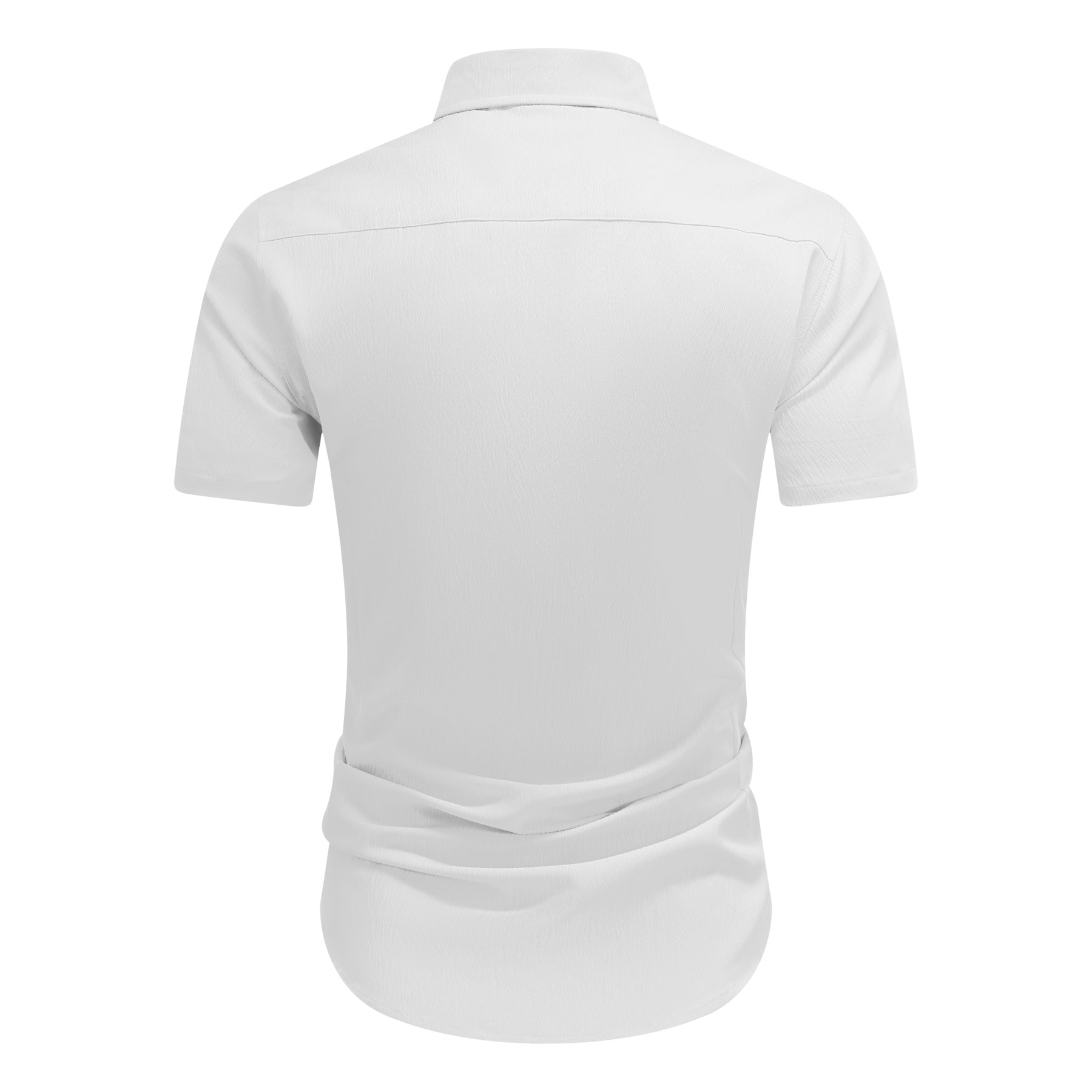Herren Kurzarm Sommerhemd Regular Fit Leinenhemd Business Weiß