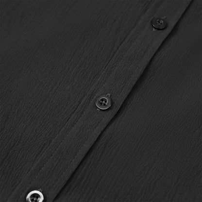 Herren Kurzarm Sommerhemd Regular Fit Leinenhemd Business Schwarz