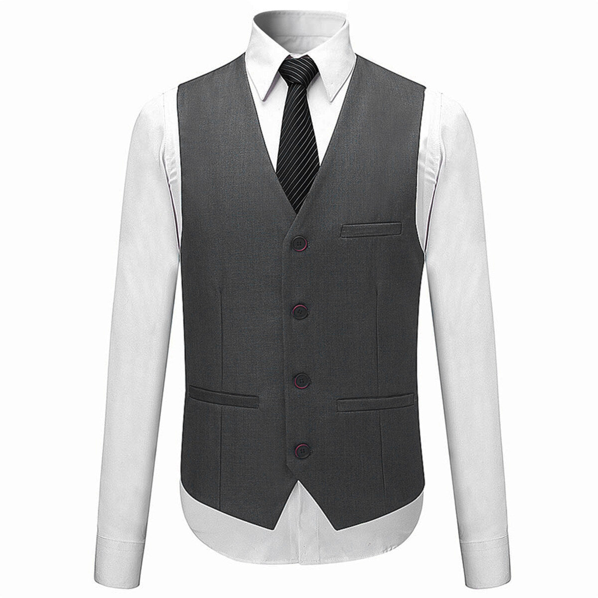 3-Piece Slim Fit Solid Grey Smart Wedding Formal Suit