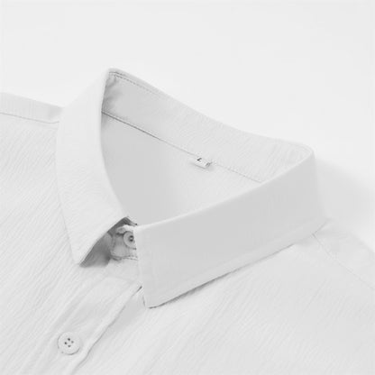 Herren Kurzarm Sommerhemd Regular Fit Leinenhemd Business Weiß