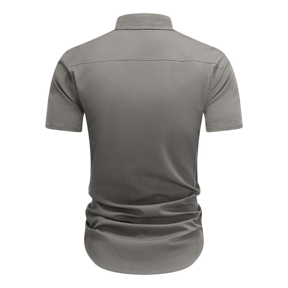 Herren Kurzarm Sommerhemd Regular Fit Leinenhemd Business Grau