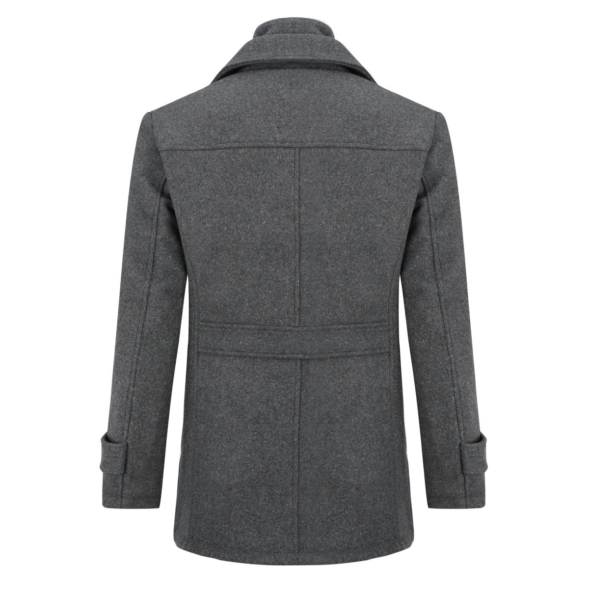 Men’s Solid Color Thick Double-Layer Collar Casual Overcoat Gray
