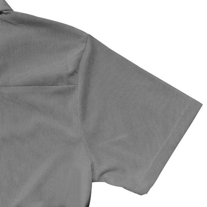 Herren Polo Cord Kurzarm Sommer T-Shirt Grau