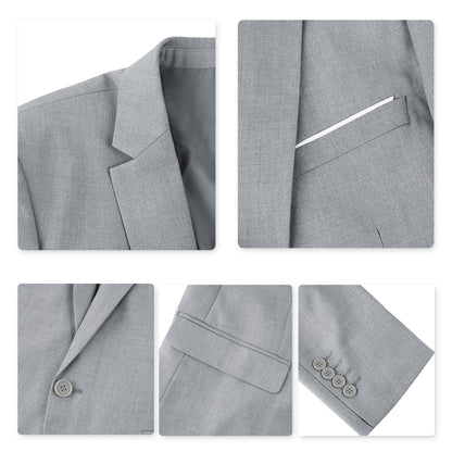 Mens 2-Piece Slim Fit Two Button Light Grey Suit