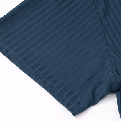 Herren Poloshirt mit Streifenmuster, kurzärmelig, Marineblau