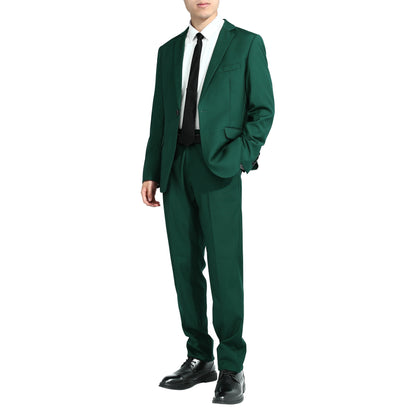 Two Piece Green Suit One Button Suit