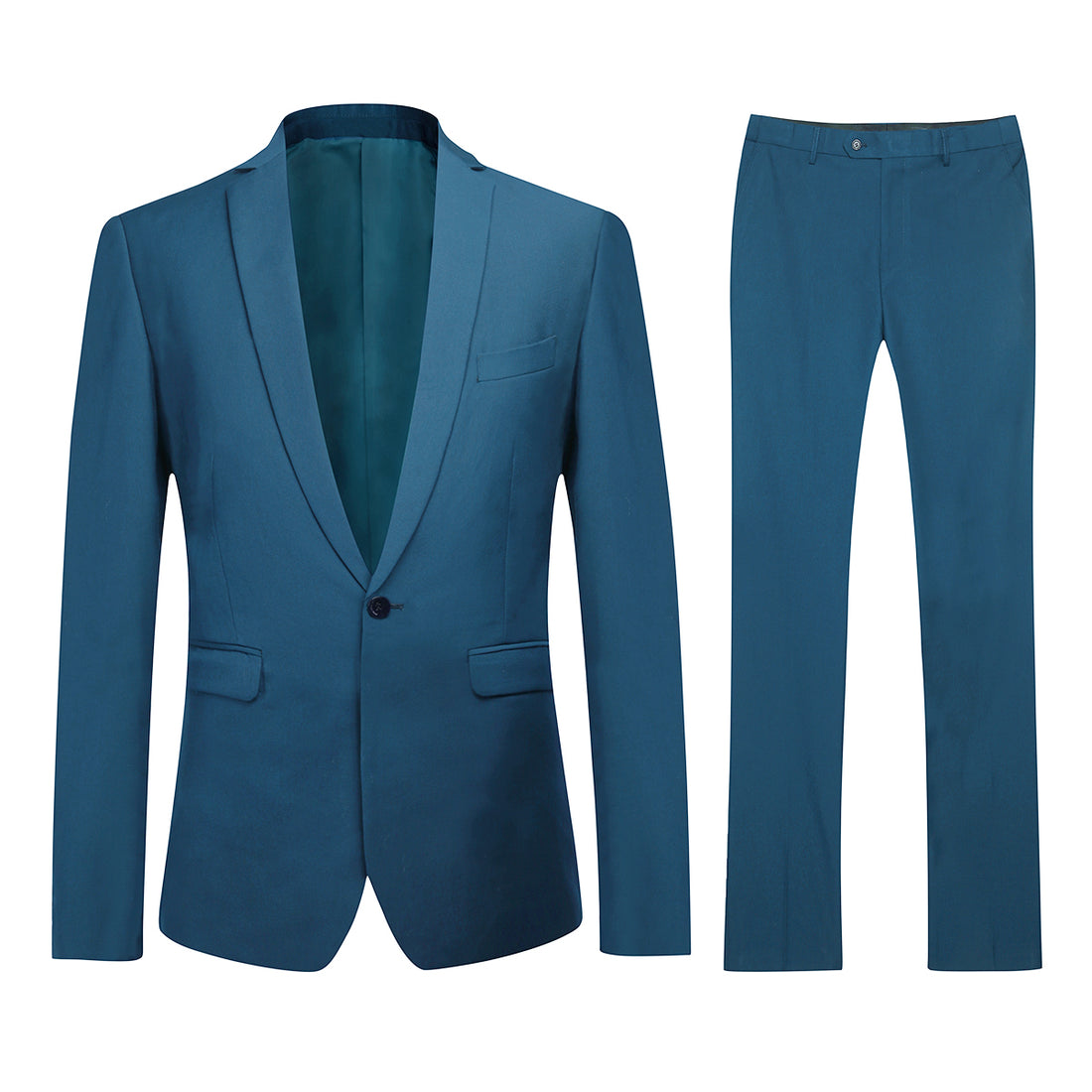 Two Piece Blue Suit One Button Suit