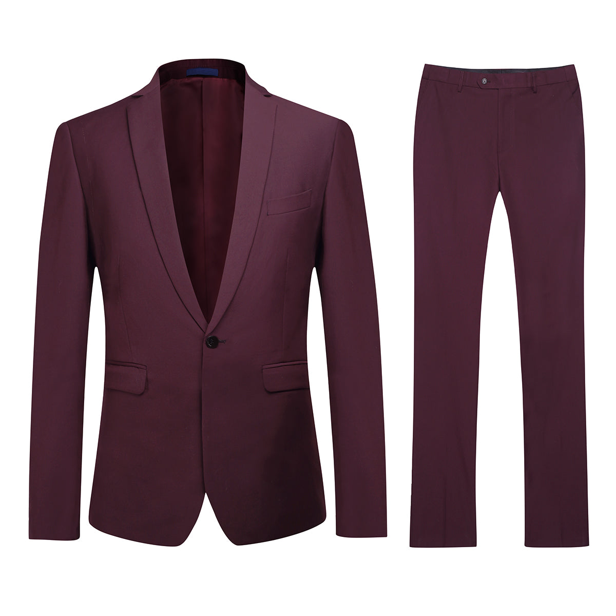 Two Piece Maroon Suit One Button Suit