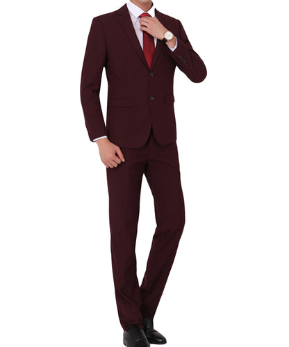 Two Piece Maroon Suit One Button Suit