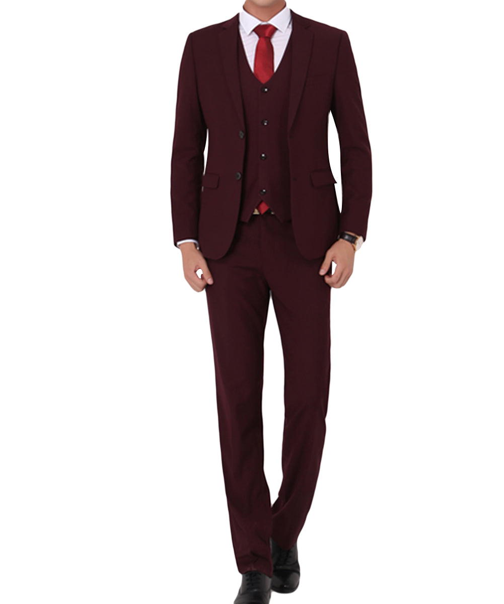Two Piece Maroon Suit One Button Suit