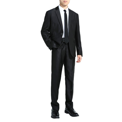 Two Piece Bright Black Suit One Button Suit