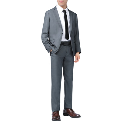 Two Piece Grey Suit One Button Suit