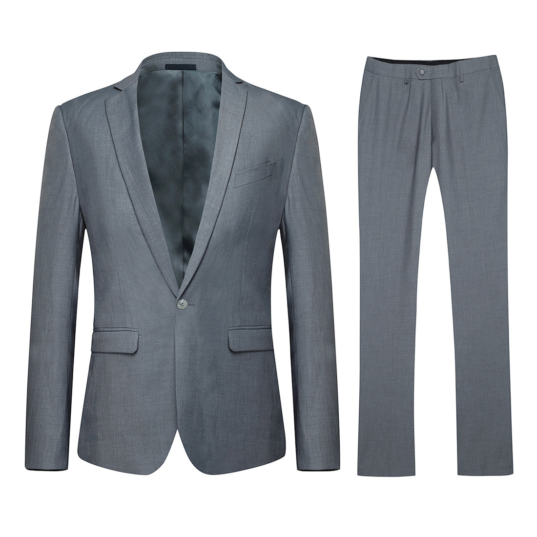 Two Piece Grey Suit One Button Suit