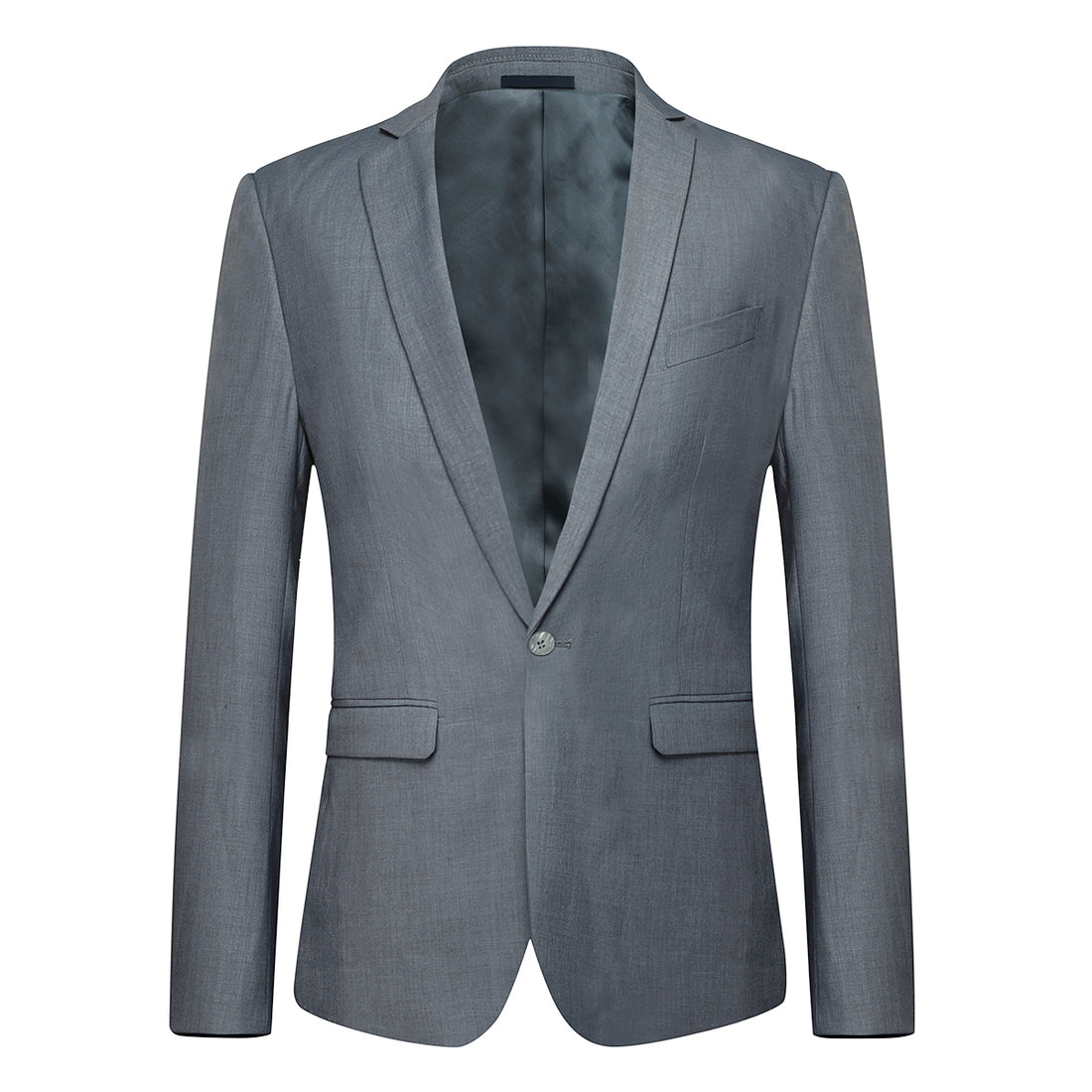 Two Piece Grey Suit One Button Suit