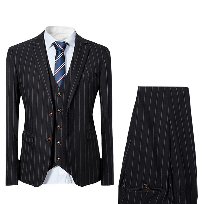 3-Piece Black Suit Stripe Design Suit