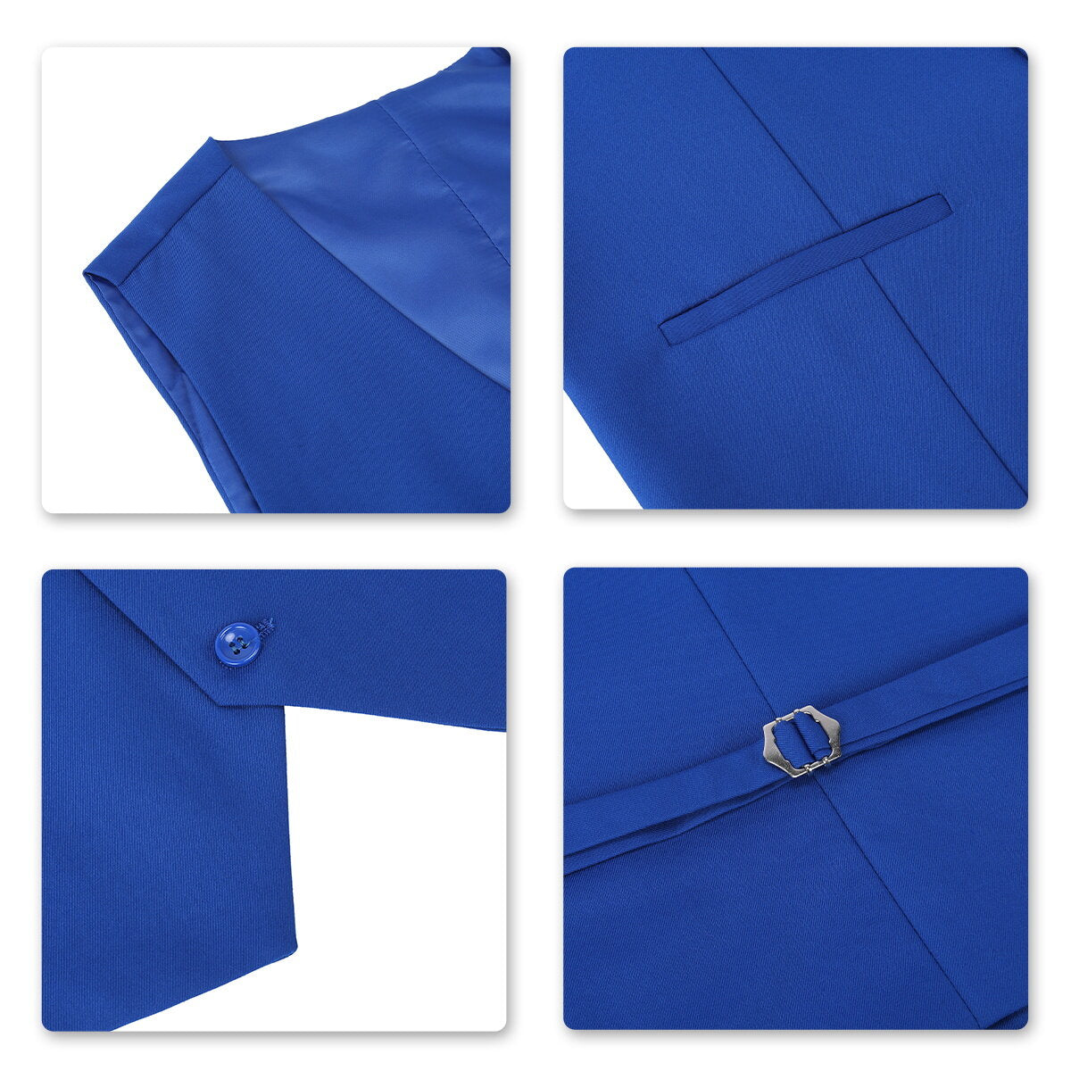 Mens 3 Piece Dress Suit Formal Casual Tux Vest Trousers Blue