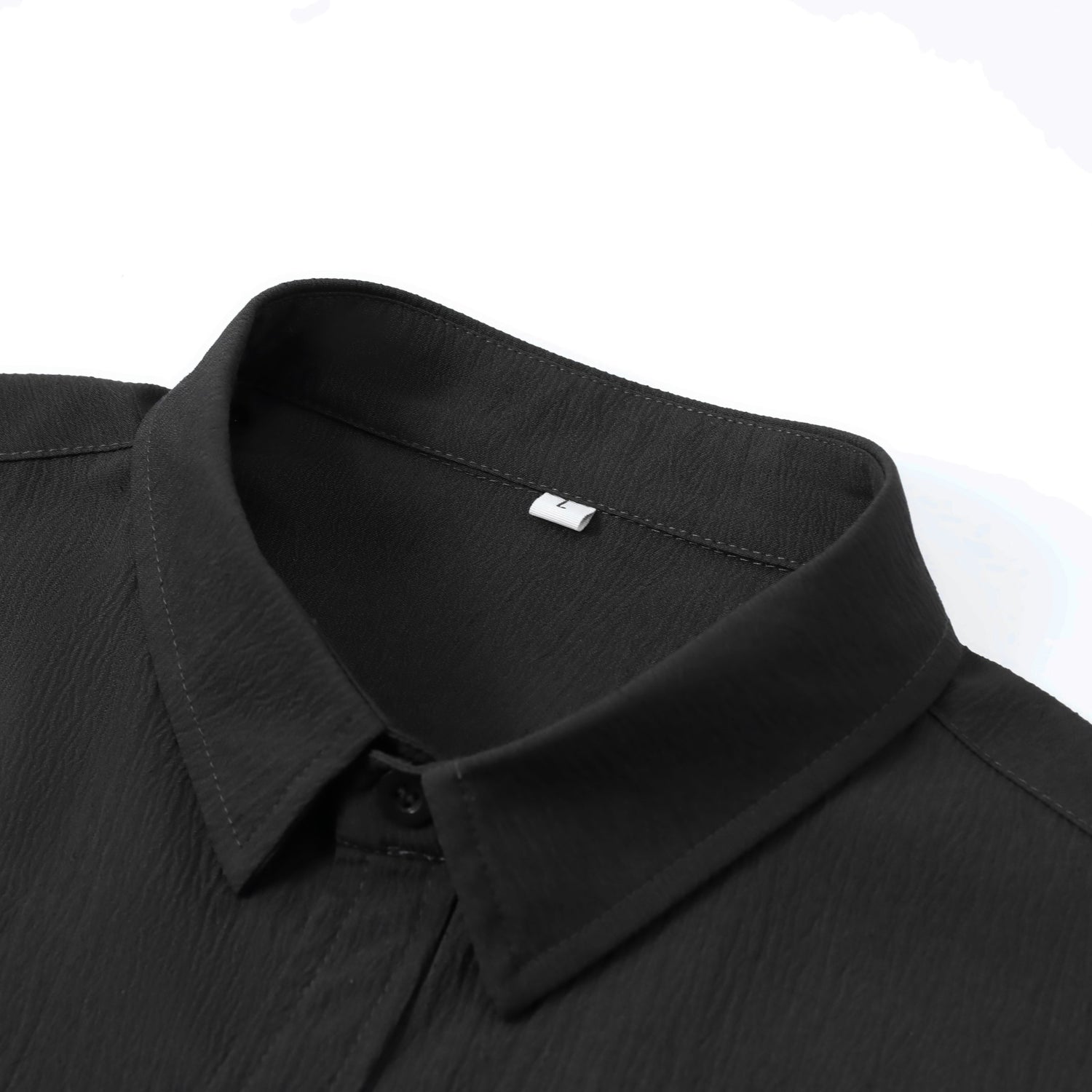 Herren Kurzarm Sommerhemd Regular Fit Leinenhemd Business Schwarz
