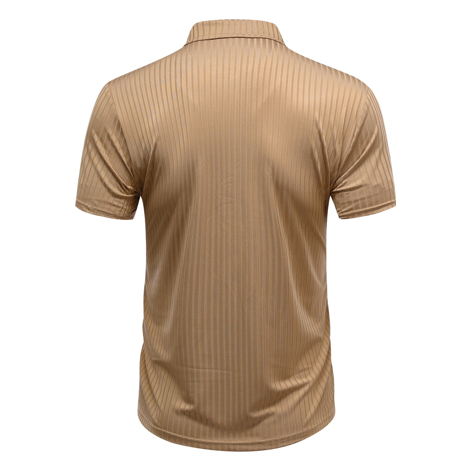 Herren Poloshirt mit Streifenmuster, kurzärmelig, Khaki