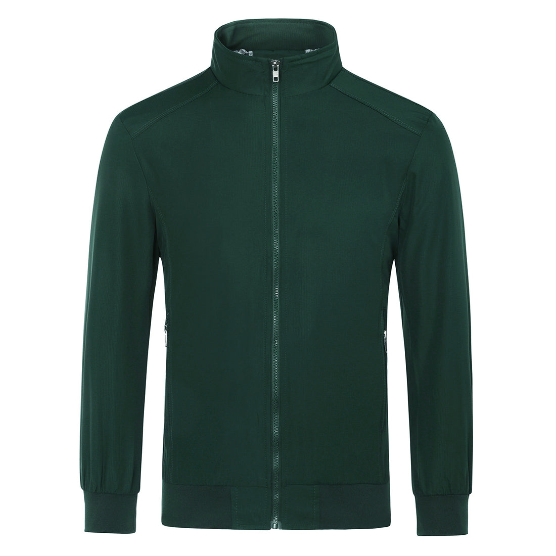 Mens Solid Stand Collar Jacket Green