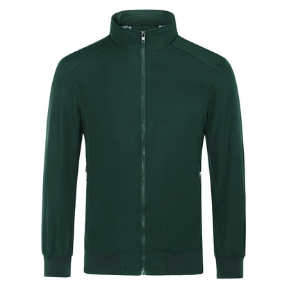 Mens Solid Stand Collar Jacket Green