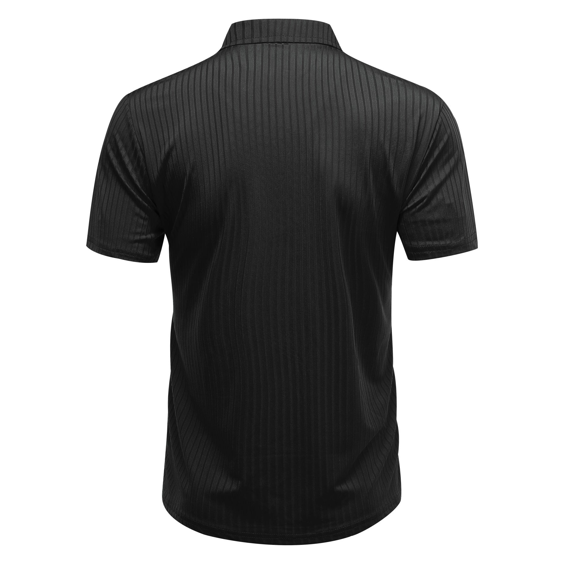 Herren Poloshirt mit Streifenmuster, kurzärmelig, Schwarz
